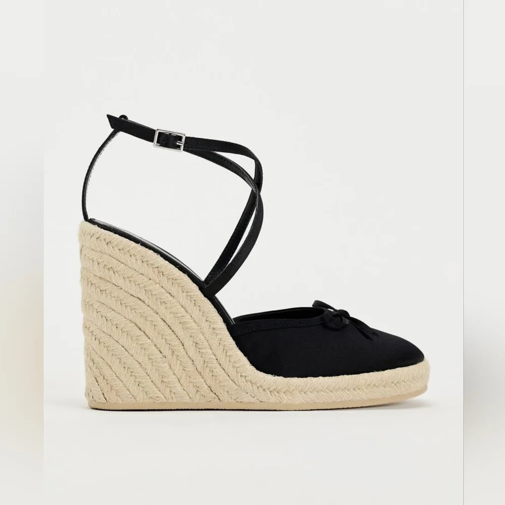 Zara Satin Effect Wedge Sandals